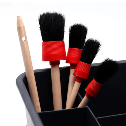 5-piece Set Of Car Beauty Detail Cleaning Brush With Wooden Handle Infinite Finds