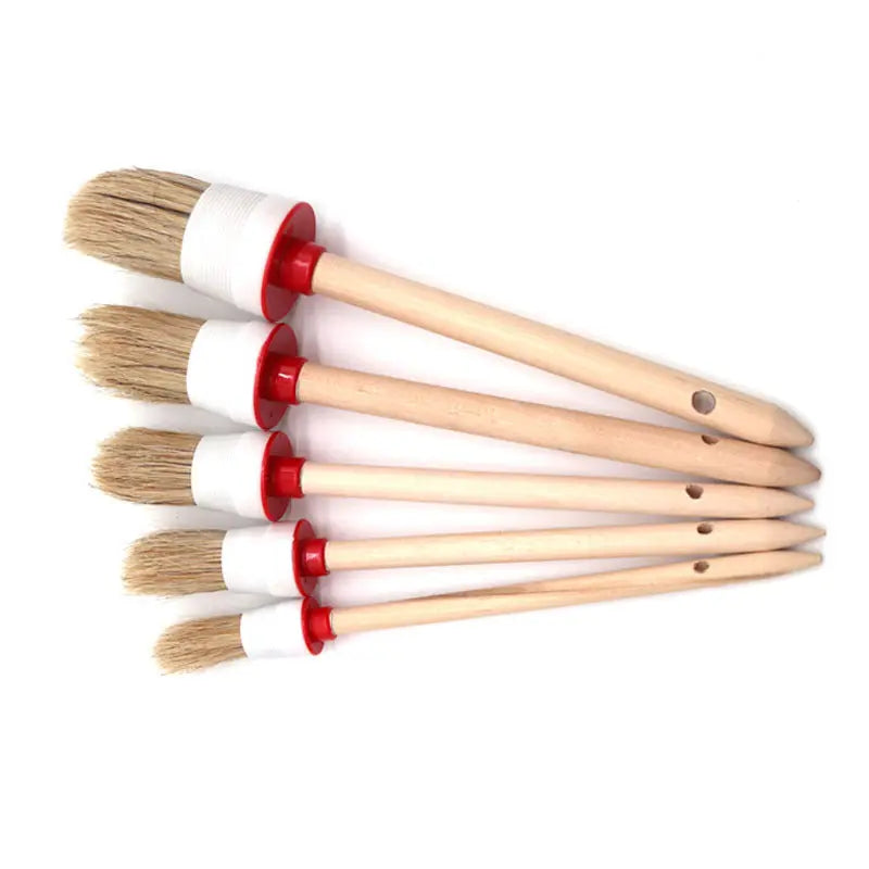 5-piece Set Of Car Beauty Detail Cleaning Brush With Wooden Handle Infinite Finds