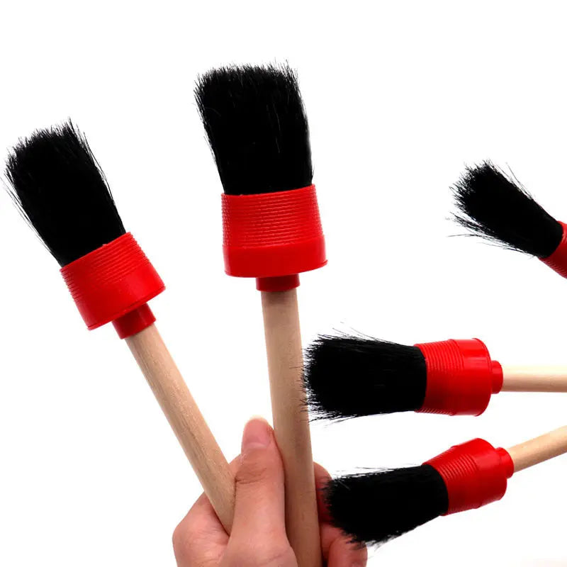 5-piece Set Of Car Beauty Detail Cleaning Brush With Wooden Handle Infinite Finds