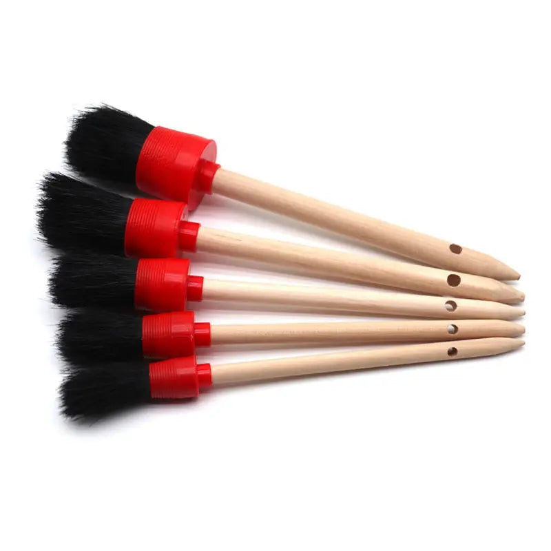 5-piece Set Of Car Beauty Detail Cleaning Brush With Wooden Handle Infinite Finds