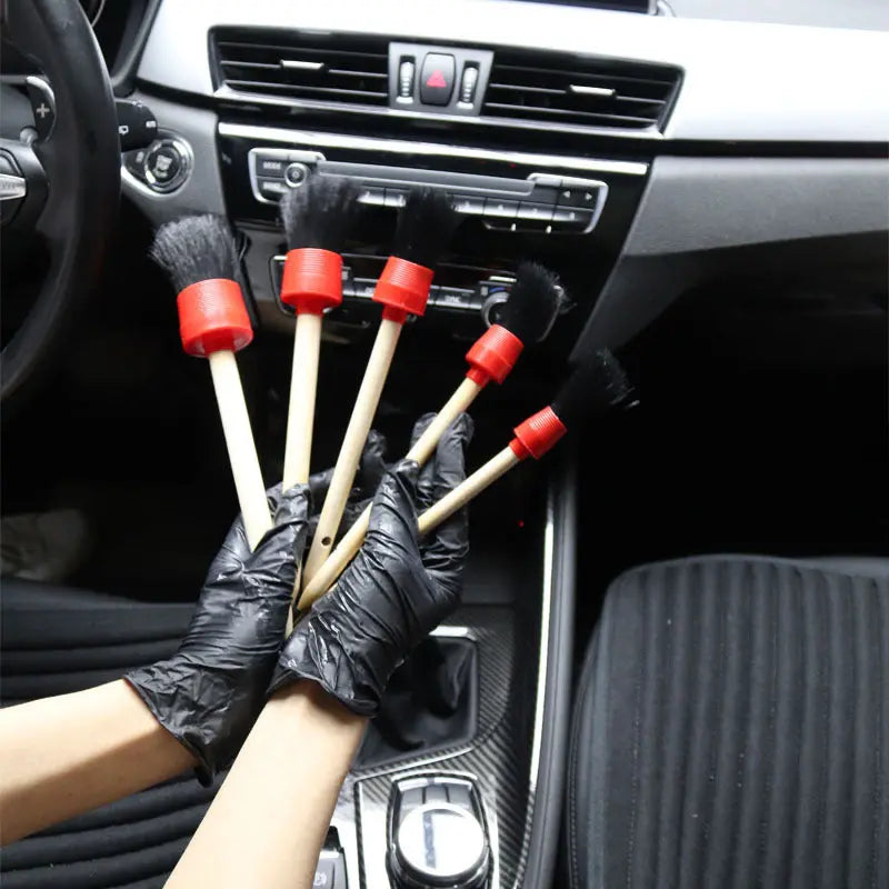 5-piece Set Of Car Beauty Detail Cleaning Brush With Wooden Handle Infinite Finds