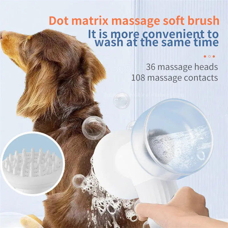 Automatic Foaming Dog Cat Bath Brush Dog Shampoo Brush With Soap Dispenser Electric Pet Grooming Massage Brush Pet Bath Brush Scrubber Comb For Dog Cat Pet Products Infinite Finds