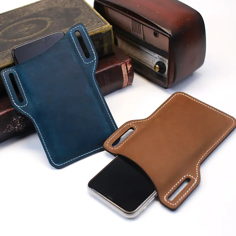 Cross Border Customized Leather Mobile Phone Protective Cover With Belt Waist Bag EDC For Crazy Horse Tactical Bag Mobile Phone Bag Infinite Finds