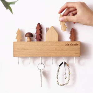 Beech Wood Porch Decoration - Elegant Key Hook for Home Organization