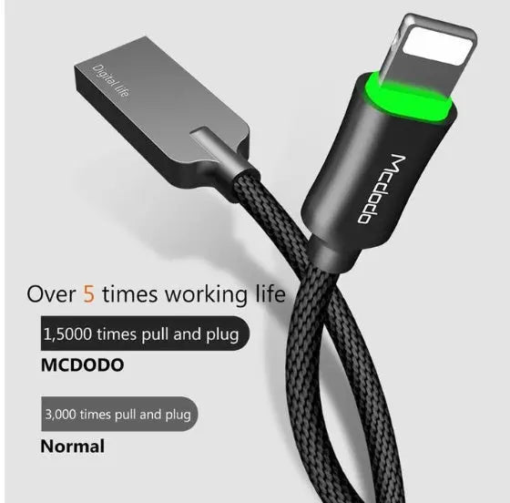 MCDODO Intelligent Power-Off Fast Charging Cable: Durable Aluminum Alloy Braided USB for iPhone Infinite Finds