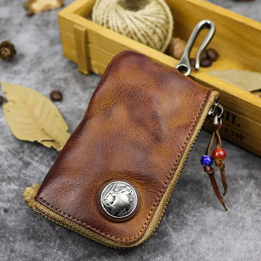 Premium Hand-Worn Vegetable-Tanned Leather Key Case – Stylish & Durable Key Organizer Infinite Finds