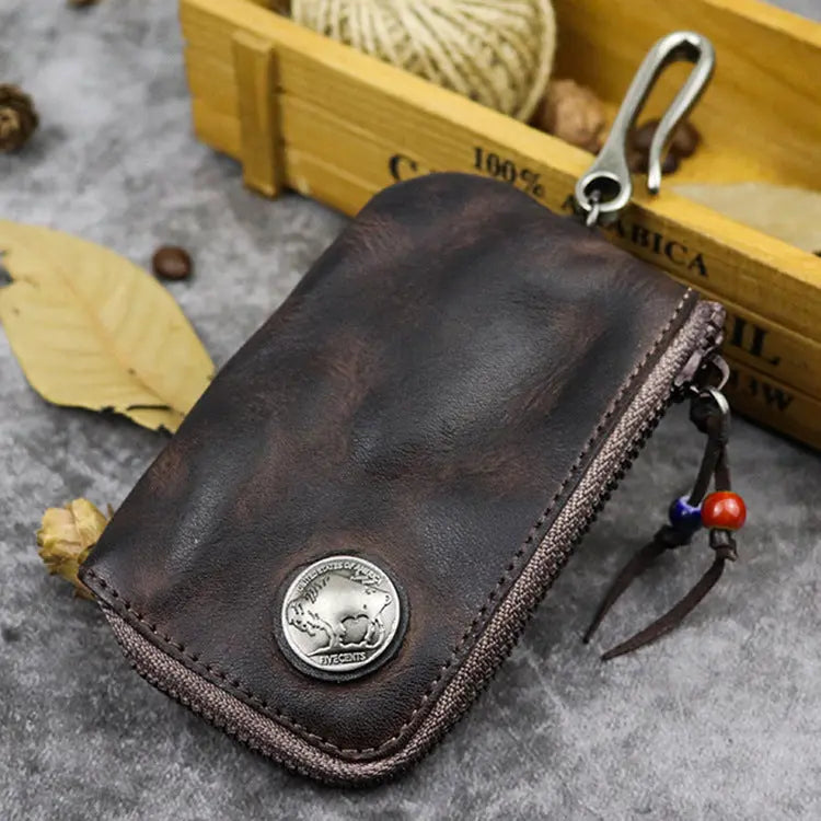 Premium Hand-Worn Vegetable-Tanned Leather Key Case – Stylish & Durable Key Organizer Infinite Finds