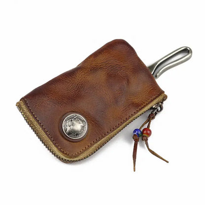 Premium Hand-Worn Vegetable-Tanned Leather Key Case – Stylish & Durable Key Organizer Infinite Finds