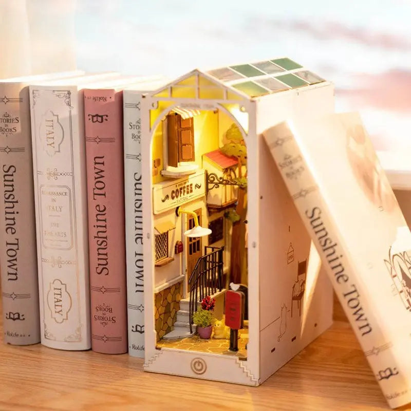 Robotime Rolife DIY Book Nook – Enchanting Wooden Miniature Dollhouse Insert with LED Light ROBOTIME