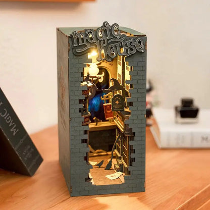 Robotime Rolife DIY Book Nook – Enchanting Wooden Miniature Dollhouse Insert with LED Light ROBOTIME