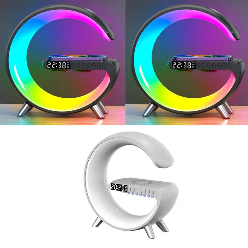 Smart G-Shaped LED Lamp with Bluetooth Speaker & Wireless Charger Infinite Finds