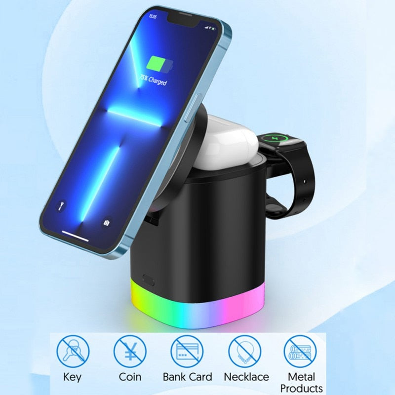 3-in-1 Magnetic Wireless Charger with RGB Ambient Light